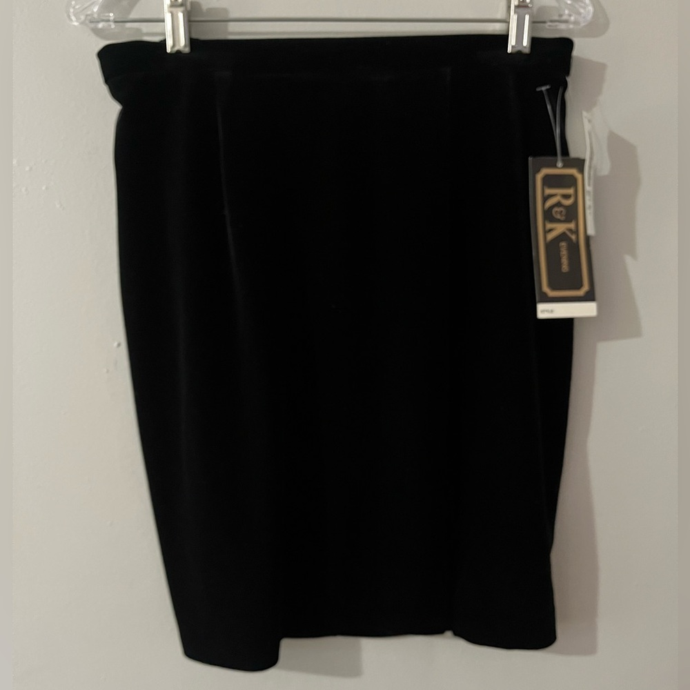 R&K Vintage Sears Classic Black Velvet Pencil Skirt Size Petite Large